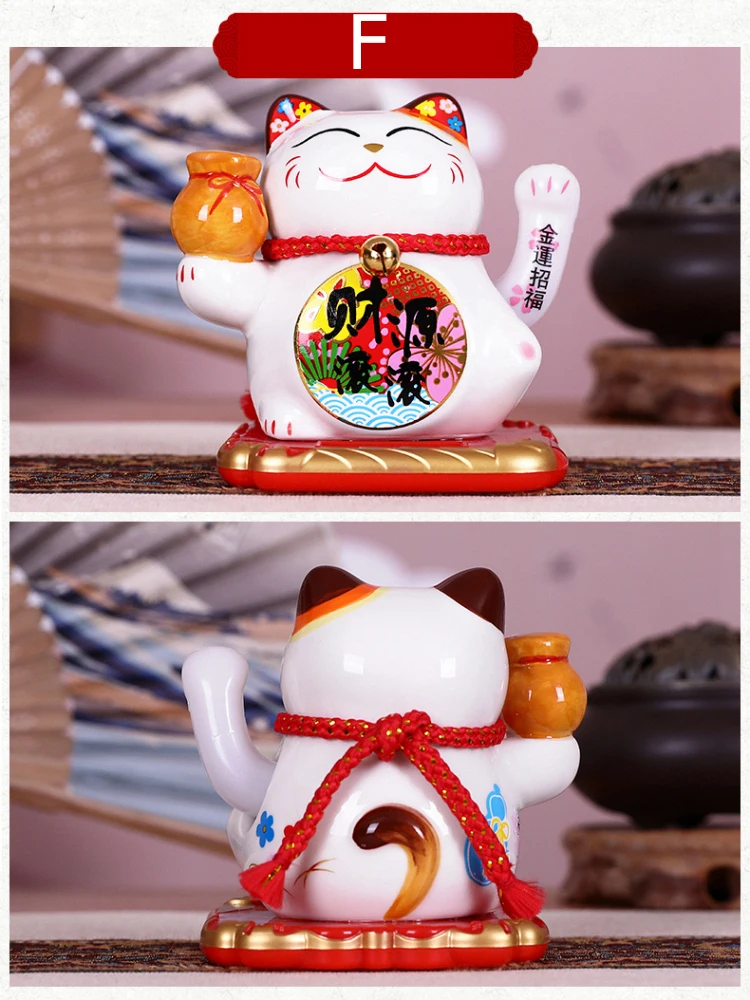 Керамический счастливый кот на солнечной батарее Maneki Neko, пожимающая руку, поманивающая удачу, кошка, домашнее украшение автомобиля, подарок, богатство, развевающаяся рука, кошка