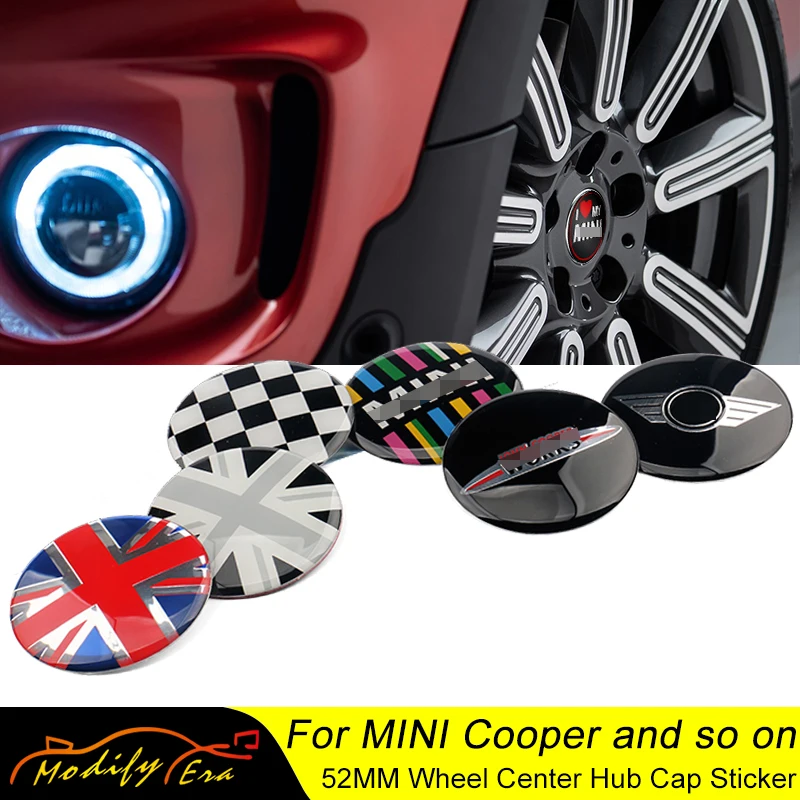 Наклейка на центр колеса автомобиля 52 мм для Mini Cooper S JCW One + R55 R56 R60 R61 F54 F55 F56 F60 Clubman
