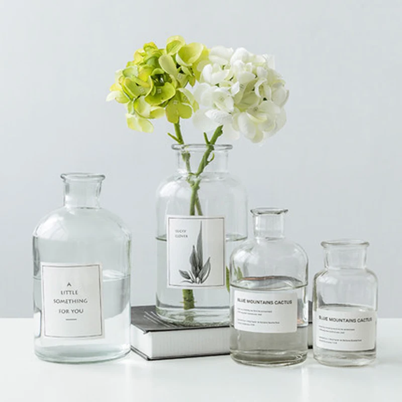 

Transparent Label Vase Nordic Simple Living Room Decorations Home Garden Wide Mouth Dark Brown Glass Vase Jars Ins Creative