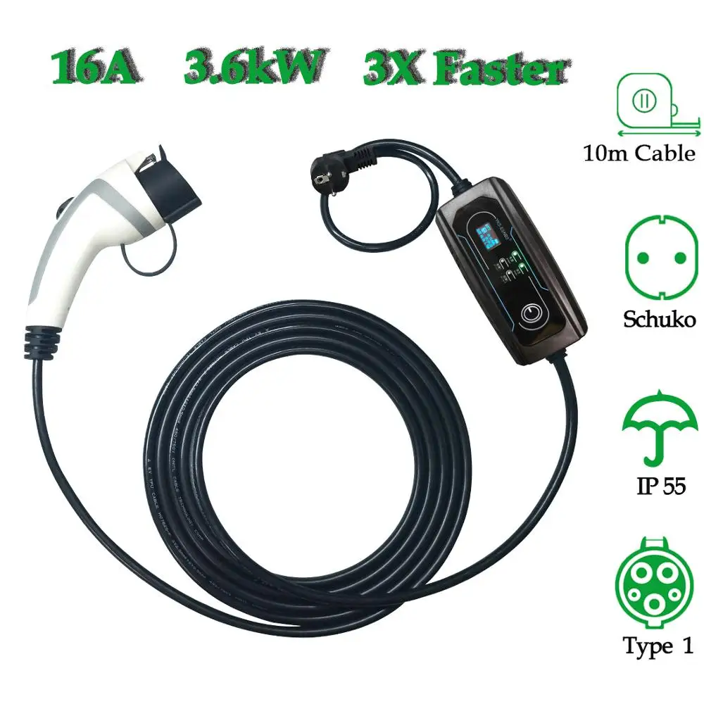 

YKS-ESNES Portable EV Charger type 1 with Schukou Plug 10A/16A