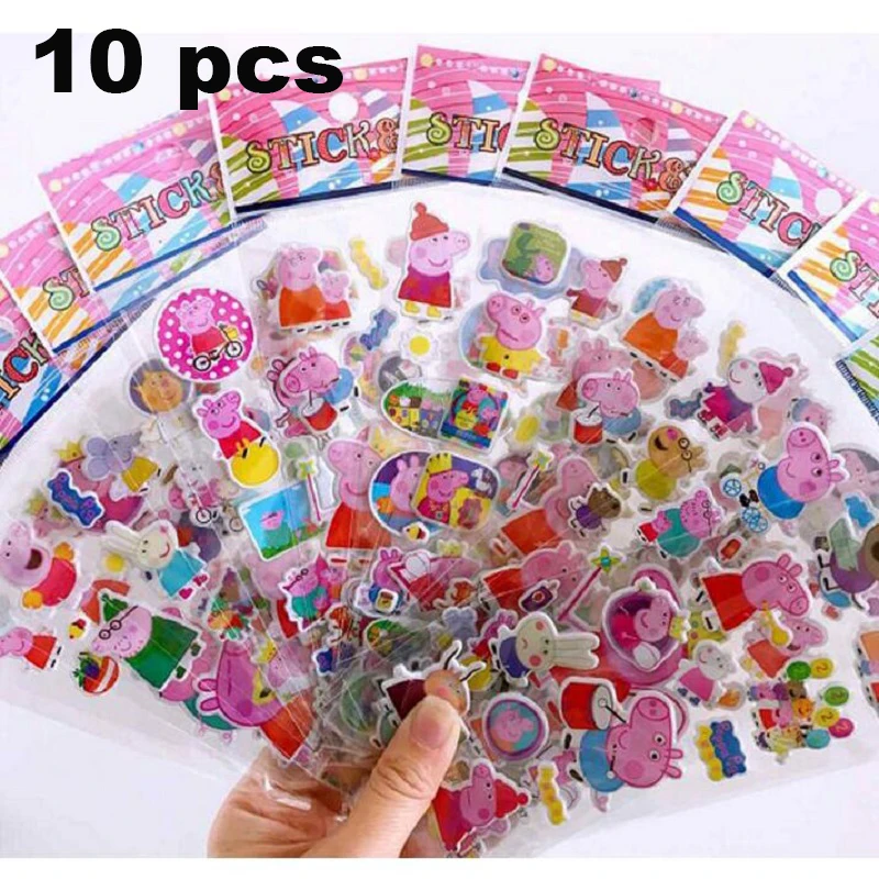 

PEPPA PIG 10pcs/set Different Stickers Bubble Stickers Cartoon Peppa Pig Stickers 7.5*21 cm Toy Gift for Children