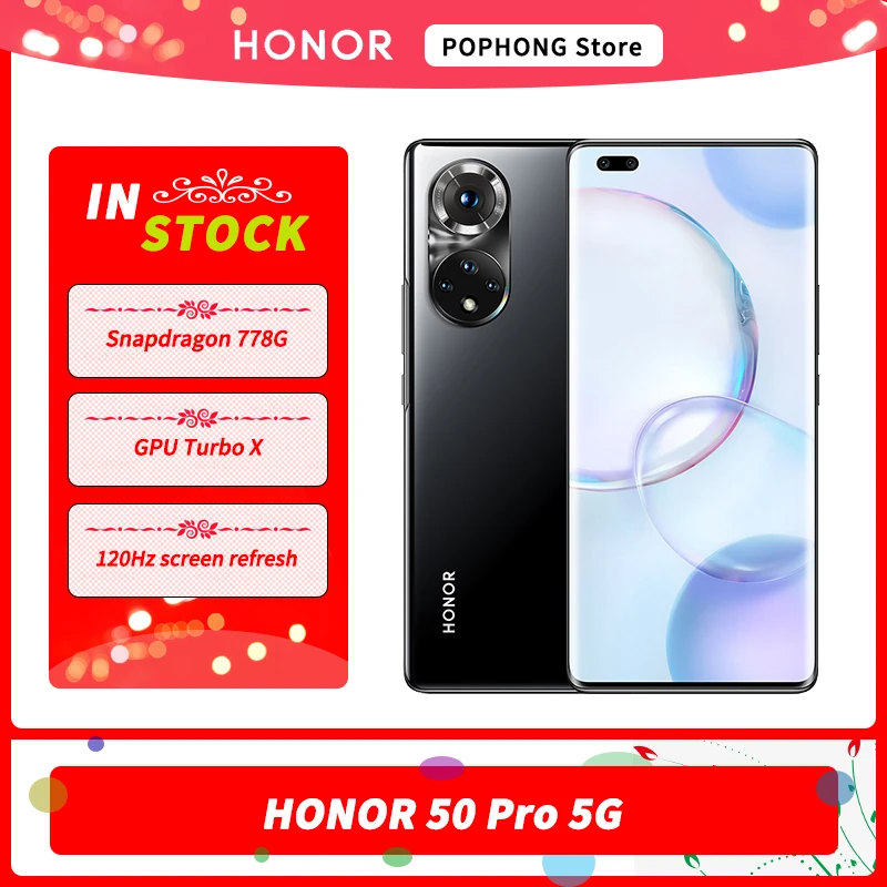 ddr4 ram CN Version HONOR 50 Pro 5G Mobile Phone 6.72 Inch 120Hz OLED Curved Screen Snapdragon 778G Octa Core 100W SuperCharge WiFi6 NFC ddr4 ram