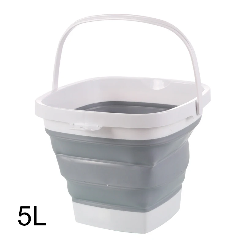 Gray 5L 3/5/10L складной Пластик ведро складной квадратный Ванна Портативный рыбалка ведро воды Открытый Кемпинг Пеший Туризм пикники ведро P7Ding - Цвет: Gray 5L