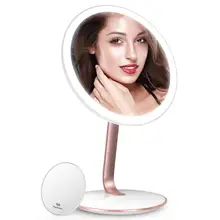 Easehold 3 Recarregável Modo de Iluminação Cor de Maquiagem Espelho Ajustável com 1X/10X Ampliação 1500LUX Regulável Brilho Cosméticos