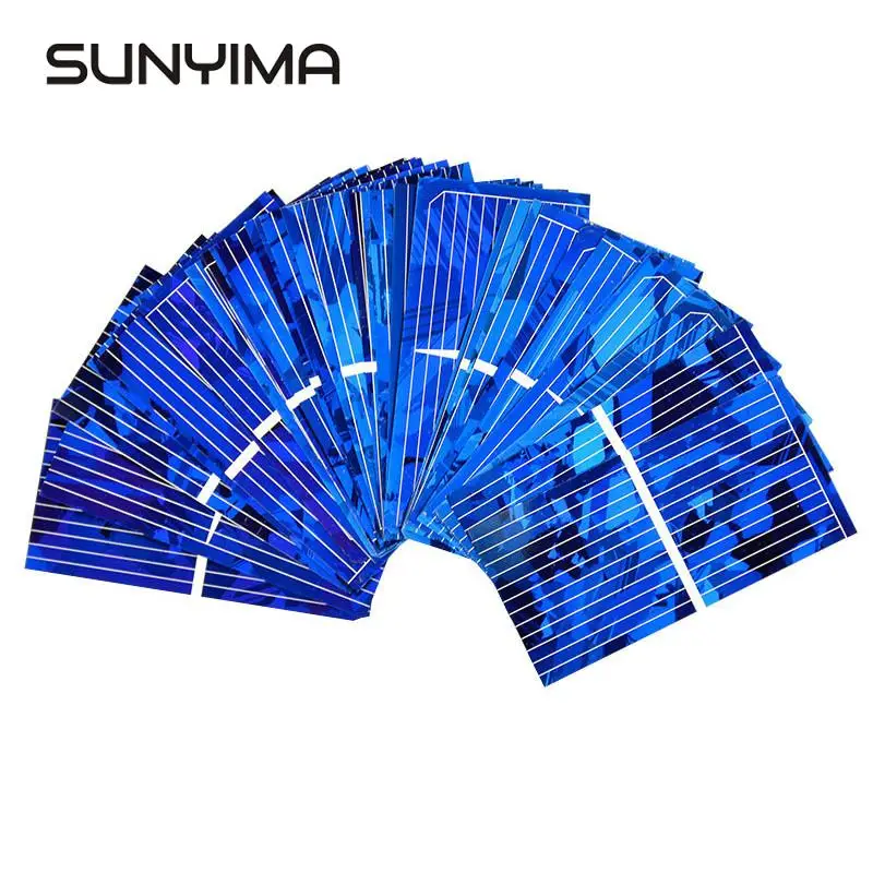 

SUNYIMA 100Pcs 0.5V 0.45A Colorful Polycrystalline Solar Cells 52*26mm Solar Panel for DIY Sunpower Battery Charger Power Solars