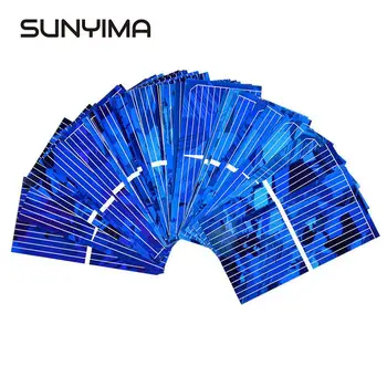 

SUNYIMA 100pcs Color Crystal Solar Panel Solar Cell 52*26mm 0.5V 450mA Solar Module DIY Sunpower Charger Power Bank