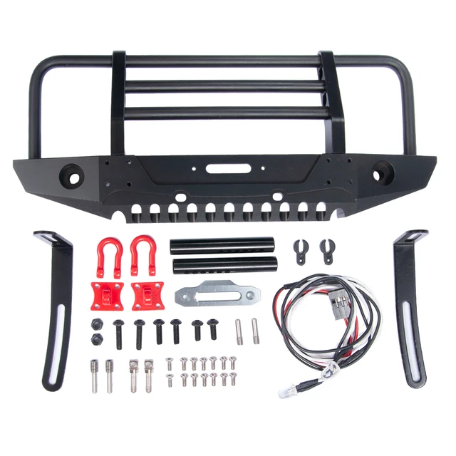 YEAHRUN Metal Front & Rear Bumper with Rescue Trailer Hook Mount Set LED Light for Traxxas TRX-4 TRX4 1/10 RC Crawler Car Parts