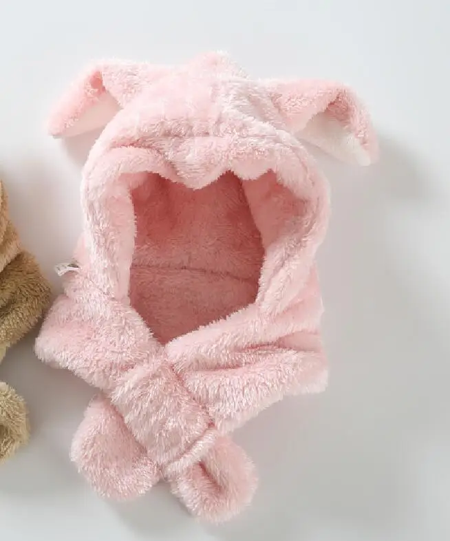 pink Детская шапка, шапка и шарф с медведем, шапка для маленьких девочек и мальчиков, шапка для детей, шапка унисекс для детей 0-24 месяцев, Милая зимняя ветрозащитная шапка - Цвет: pink