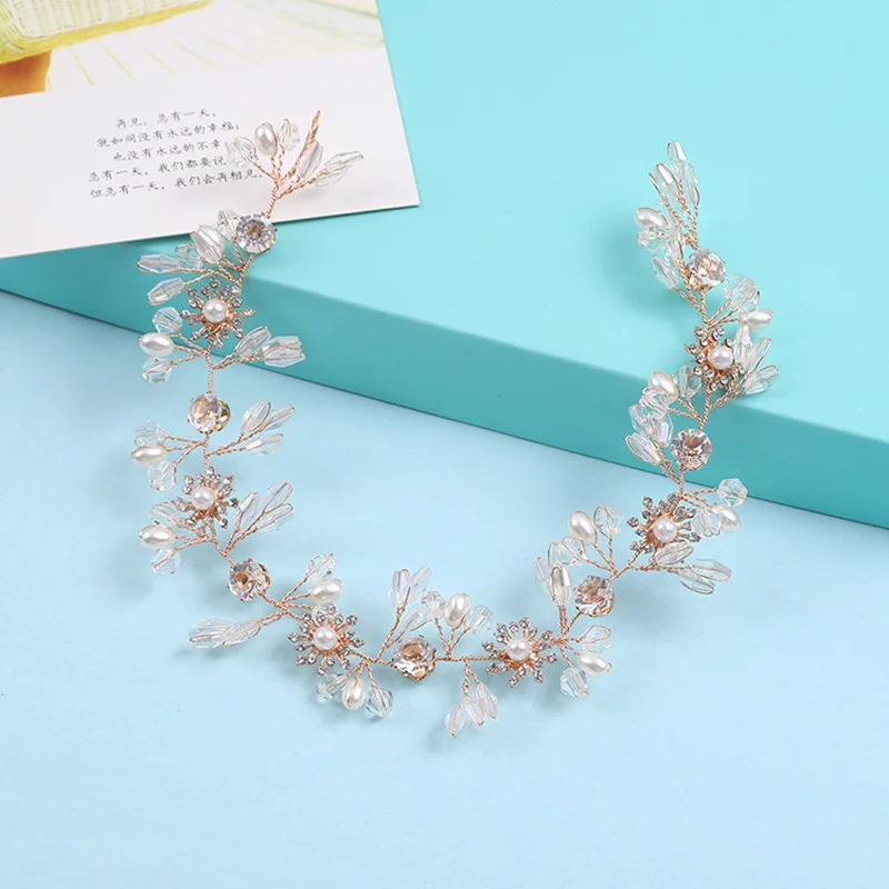 

Bride Hair Accessories Headdress Hair Band Bracelets Pearl Crystal Korean-style New Style Fashion Accessories Handmade Hair Acce