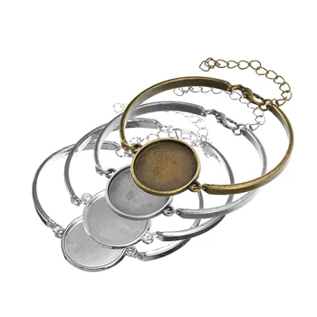 

1pc/5pcs 20mm Bangle Settings Bracelets Round Blank Cabochon Bracelet Base Trays DIY Jewelry Making Accessories