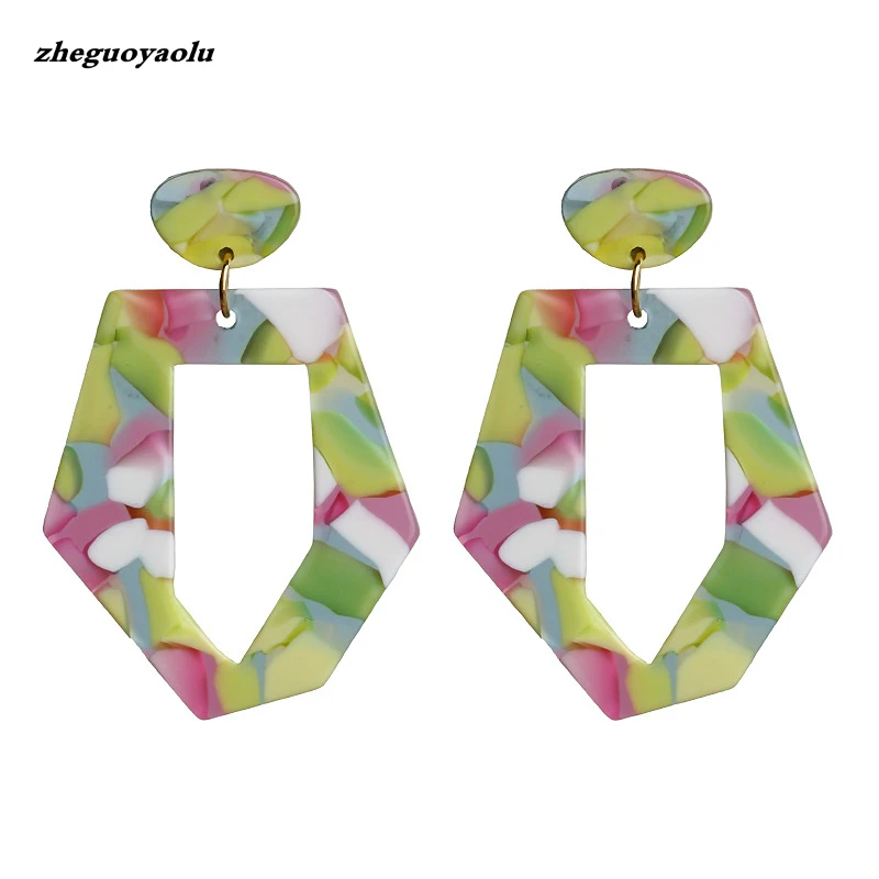 

New Cross-border Acetate Plate Earrings Fresh Geometric Personality Earrings Simple Fashion Earrings Female Jewelry Oorbellen