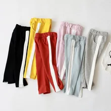 Штаны для мальчиков осень в году продукт весна и осень девушки свободного покроя белые края спортивные брюки дети эластичный пояс Tro
