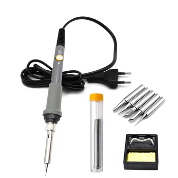 

220V 60W Soldering Iron EU Plug Adjustable Temperature Soldering Gun Welding Rework Repair Tool With 5pcs Solder Tip
