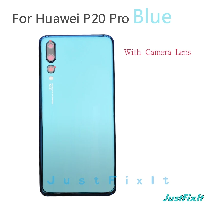 Для huawei P20 Pro Задняя стеклянная крышка батареи задняя дверь Корпус чехол панель для huawei P20 Pro Задняя стеклянная крышка с объективом камеры - Цвет: Blue With Lens