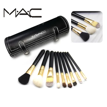 

MAC 9 pcs 2018 Makeup Set Powder Foundation Eye shadow Make Up Tools Cosmetics Soft Synthetic Hair With PU Leather Case