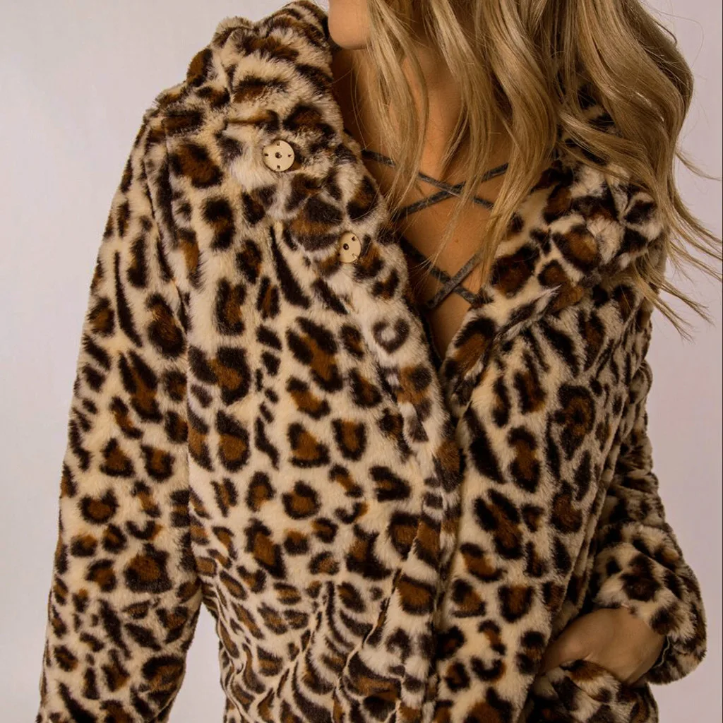 Leopard Coat Women Teddy Coat Autumn Hooded Fluffy Plush Winter Faux Fur Jacket Coat Women Plus Size Overcoat Top Coats##g 1