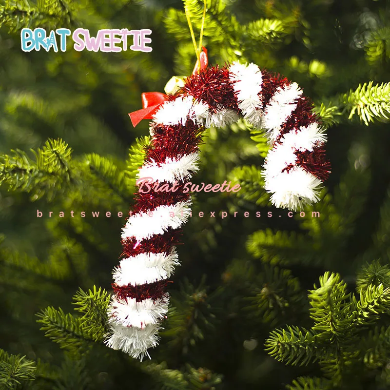 

Christmas Hanging Candy Cane Crutch Pendant Christmas Tree Decoration Hanging Pendants Ornaments New Year Xmas Party Supplies