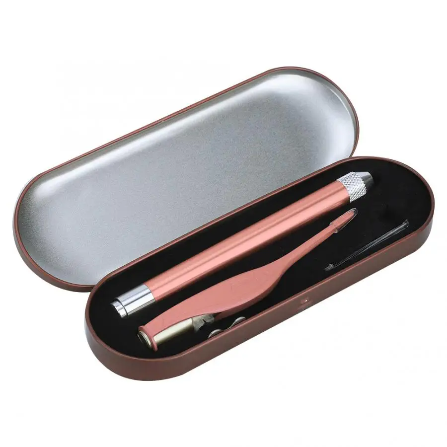 Rose Gold Нержавеющая сталь инструмент для чистки ушей фонарик ушной серы Палочки комплект светодиодный очиститель ушной серы слуховой аппарат - Цвет: Rose Gold