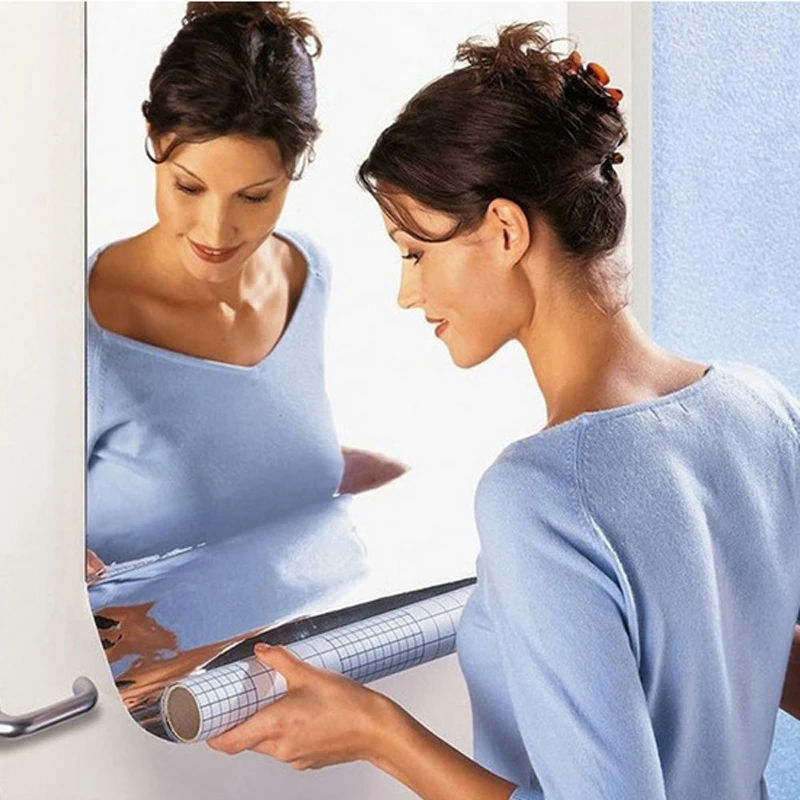 Зеркальные настенные наклейки квадратные отражающие самоклеящиеся зеркальные с