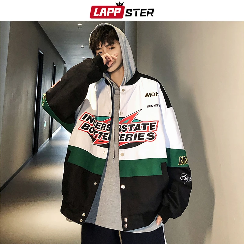 LAPPSTER Men Patchwork Streetwear Bomber Jackets 2021 Autumn Mens Korean Fashions Windbreaker Harajuku Hip Hop Jackets Coats