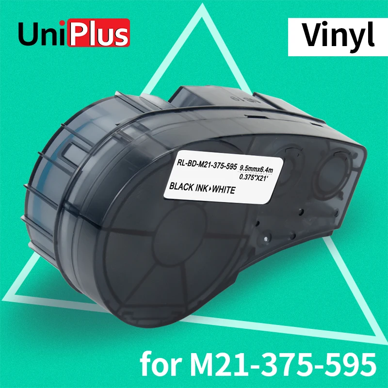 

UniPlus M21-375-595 WT Label Tapes Vinyl Replacement Brady Tapes M21 375 595 Black on White 0.375" for Brady BMP21 PLUS Printer