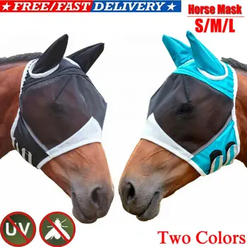 

Mesh Horse Anti-Mosquito Mask Horse Head Cover Summer Breathable Comfortable Anti Fly Mesh Mask For Horse Farm Animal Supplies