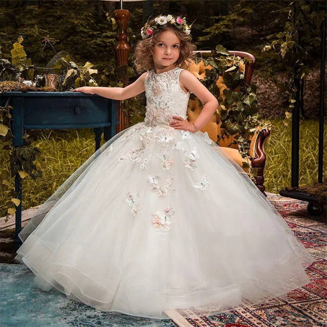 estante Honorable dueño Vestidos de niña de flores para bodas, vestido de baile de princesa, tutú,  cuentas de encaje, mariposas, vestidos de primera comunión para niños,  nuevo _ - AliExpress Mobile