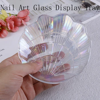 

Nail Art Mermaid Crystal Glass Display Tray Photo Props 3D Nails Jewerly DIY Tool False Nail Tips Shell Showcase Plate Board