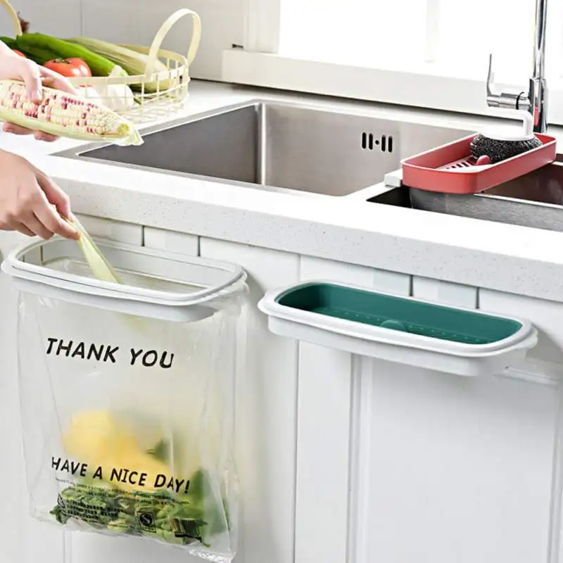 Kitchen Cabinet Cupboard Door Back Stand Shelf Trash Rack Garbage Bags Trash Holder Garbage Bags Holder For Home Kitchen Garbage