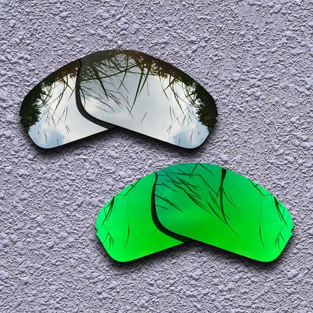 Silver-Green 2 пары поляризованных сменных линз для солнцезащитных очков в стиле Оукли с полупроводниковым покрытием 2,0-несколько вариантов - Цвет линз: Silver-Green