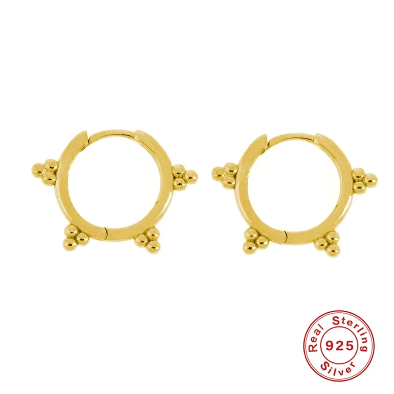 

Aide Classic Small Round Beads Gold Hoop Earrings Punk Simple Circle Earring Women Jewelry 925 Sterling Silver Earrings Ear Clip