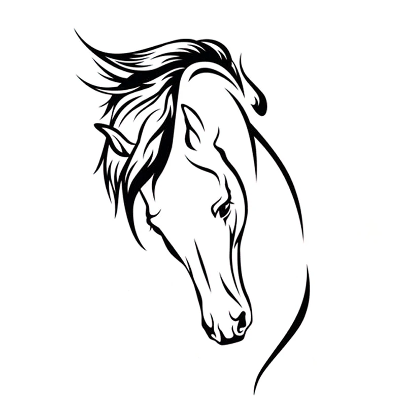 

10CM*17CM Animal Horse Head Car Sticker KK Vinyl Car Accessories Black/Silver