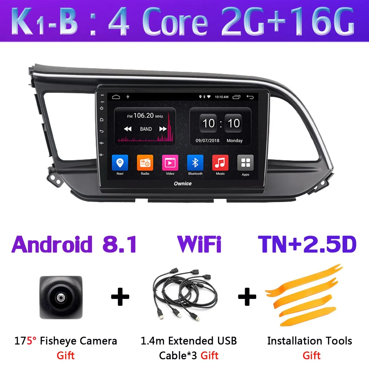 360 ° панорамный 4G LTE Android 9,0 8 ядерный 4+ 64G gps Navi Радио CarPlay SPDIF DSP автомобильный мультимедийный плеер для hyundai Elantra LHD - Цвет: K1-B