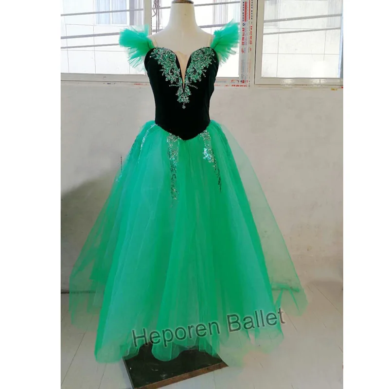 Emerald children or adult professional ballet performance dress, the Wizard of Oz Green long ballet skirt custom made