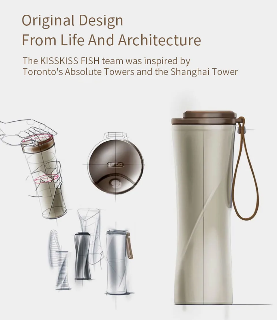 Original Xiaomi Mijia Kiss Kiss Fish Stainless Steel Thermal Vacuum Water Bottle Sensitive Temperature Sensor with Coffee Brewer (9)
