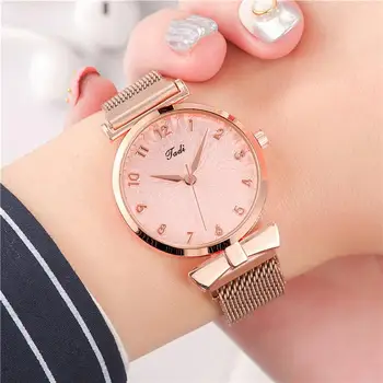 

numbers Dial Design Women Fashion Luxury Rose Gold Stainless Steel Watch With Mesh Strap Quality Classic Ladies Wristwatches
