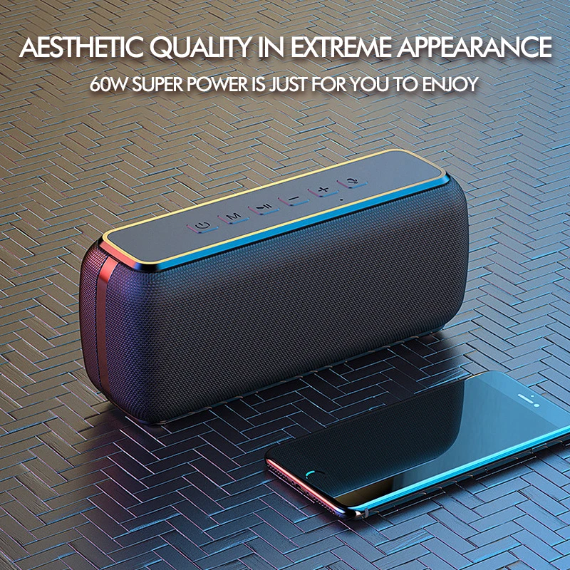 60W TWS Wireless Bluetooth Portable Speaker 15H Playing Time IPX5 Waterproof 3D Bass Outdoor Subwoofer Speaker For Phone PC 60W TWS Wireless Bluetooth Portable Speaker 15H Playing Time IPX5 Waterproof 3D Bass Outdoor Subwoofer Speaker For Phone PC