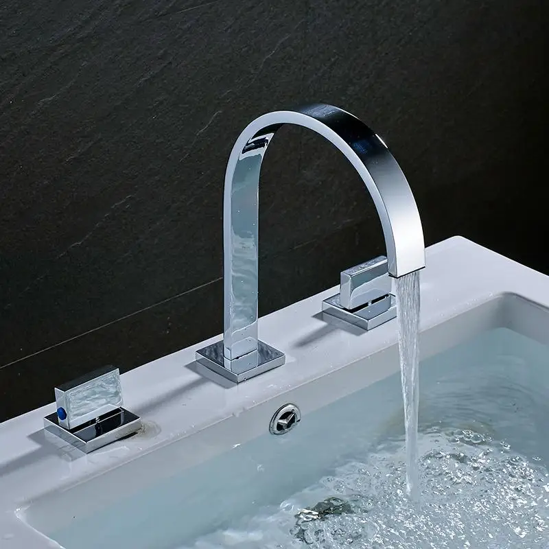 Смеситель для воды с двумя ручками и отверстием горячей холодной 4 цвета кран