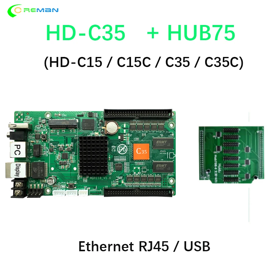 HD-C35C USB+ Ethernet Асинхронный контроллер Полноцветный видео светодиодный плата управления экраном 10xhub75e порт hd-c35c