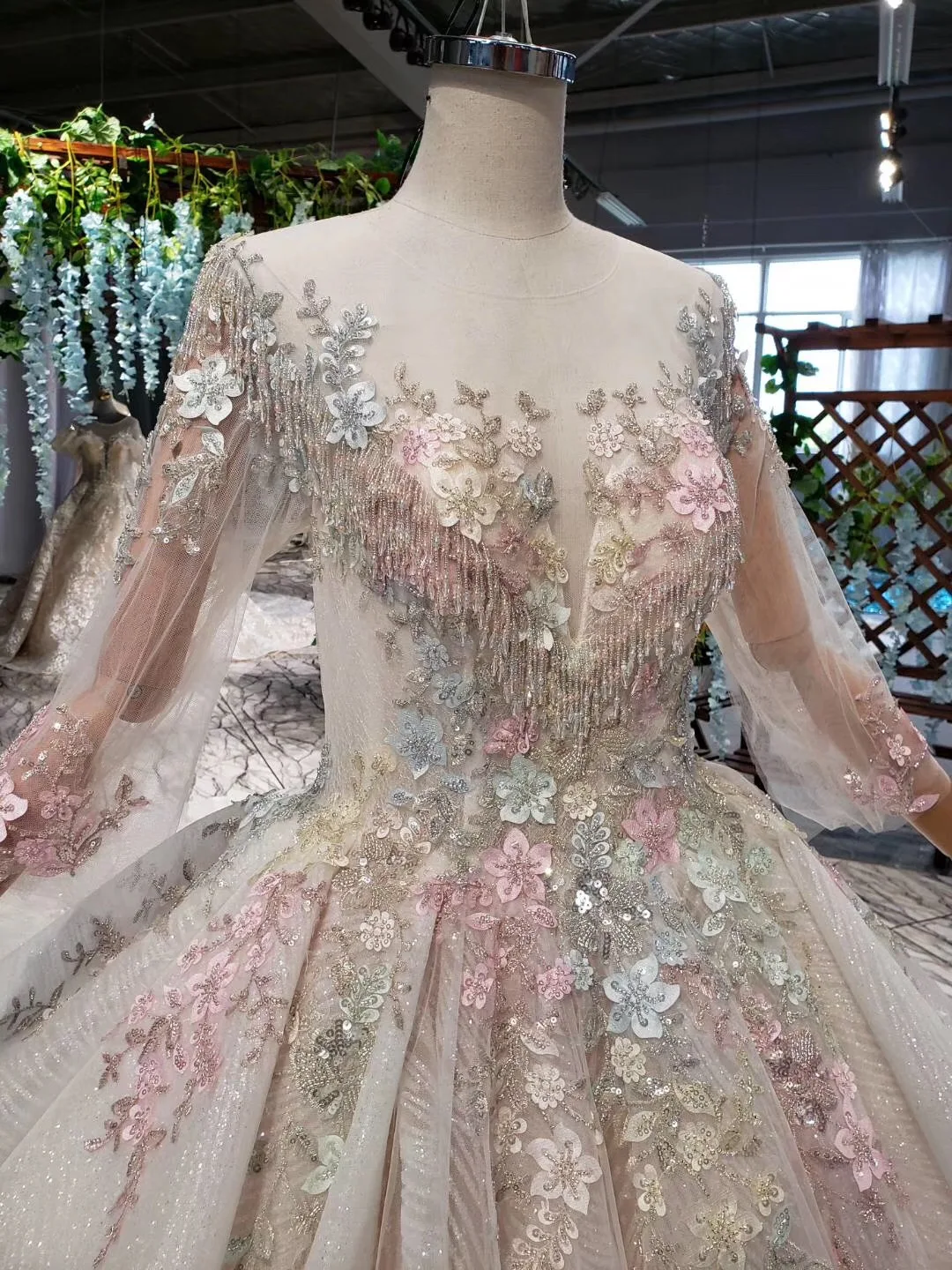 Роскошное Бальное Платье Vestidos De Noiva, свадебные платья с длинным рукавом, кружевные свадебные платья, розовые 3d цветы, платье невесты, Gelinlik Boda