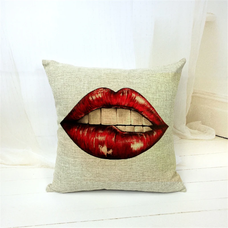 Мэрилин Монро Красная подушка с рисунком «губы» чехол портрет Монро другая женщина звезды наволочка супер льняная наволочка для подушки чехол украшение дома - Цвет: lip