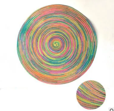 Colorful CFen A's 5 шт. ручной тканый льняной круглый подставки под тарелки Держатель обеденный стол место коврики противоскользящие качество Настольный коврик Ремесло Декор 35 см - Цвет: Colorful