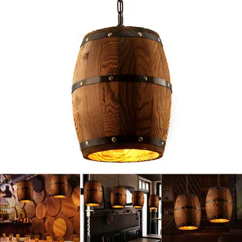 

Ceiling Barrel Lamp Wood Wine Barrel Hanging Fixture Pendant Lighting Suitable For Bar Cafe Lights Atomasphere Restaurant Lamp