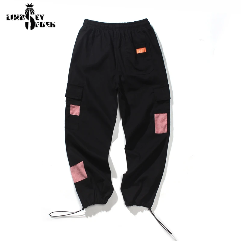 Men's Longpants Casual Corduroy Elastic Leg Opening Patch Print Track Pants Men HipHop Streetwear Harajuku Pant Trousers