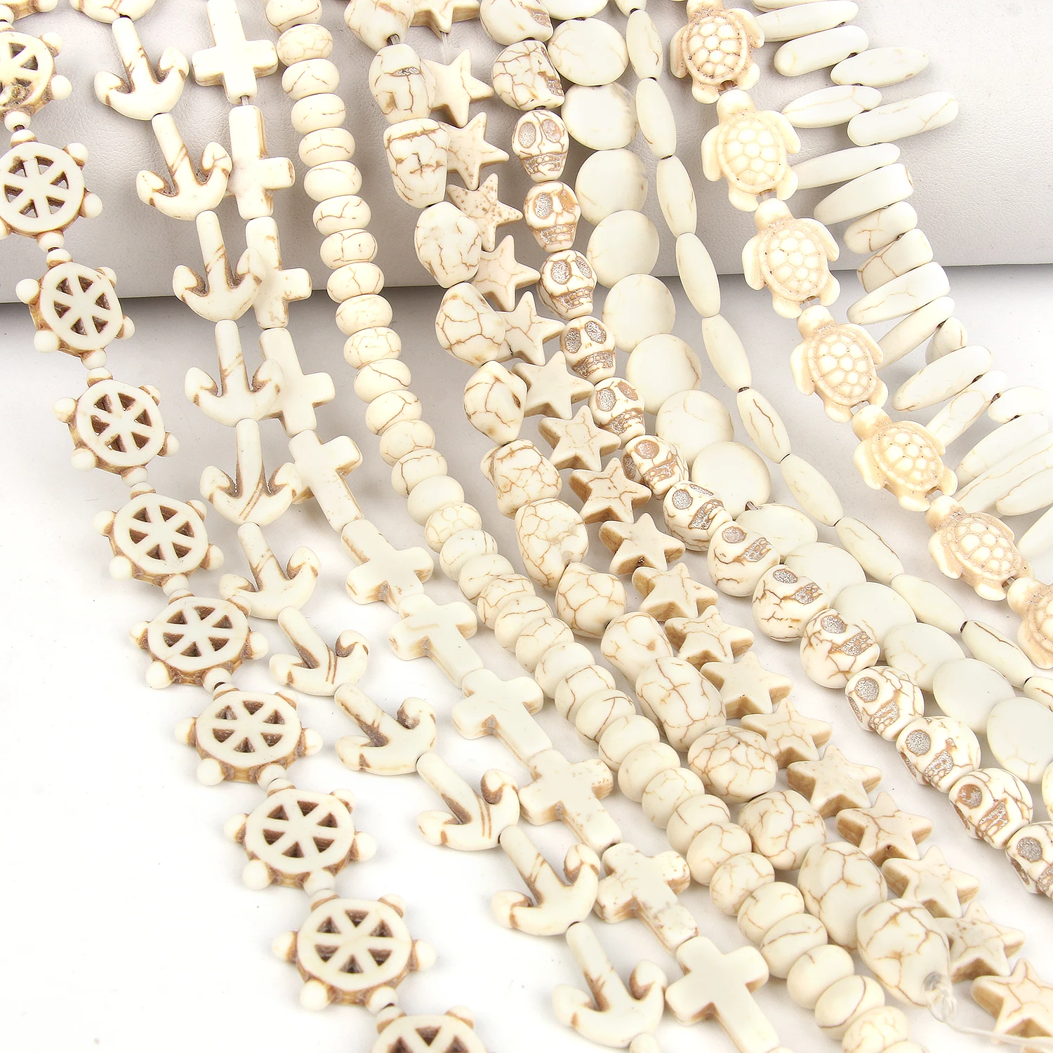 Multiple styles Starfish Skull Howlite Leaf Cross Natural White Turquoises Beads Loose Spacer Beads For Jewelry Making DIY