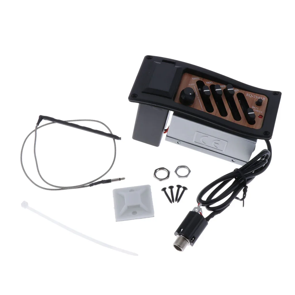1 Set 4 Band EQ Equalizer Acoustic Guitar Preamp Piezo Pickup Black
