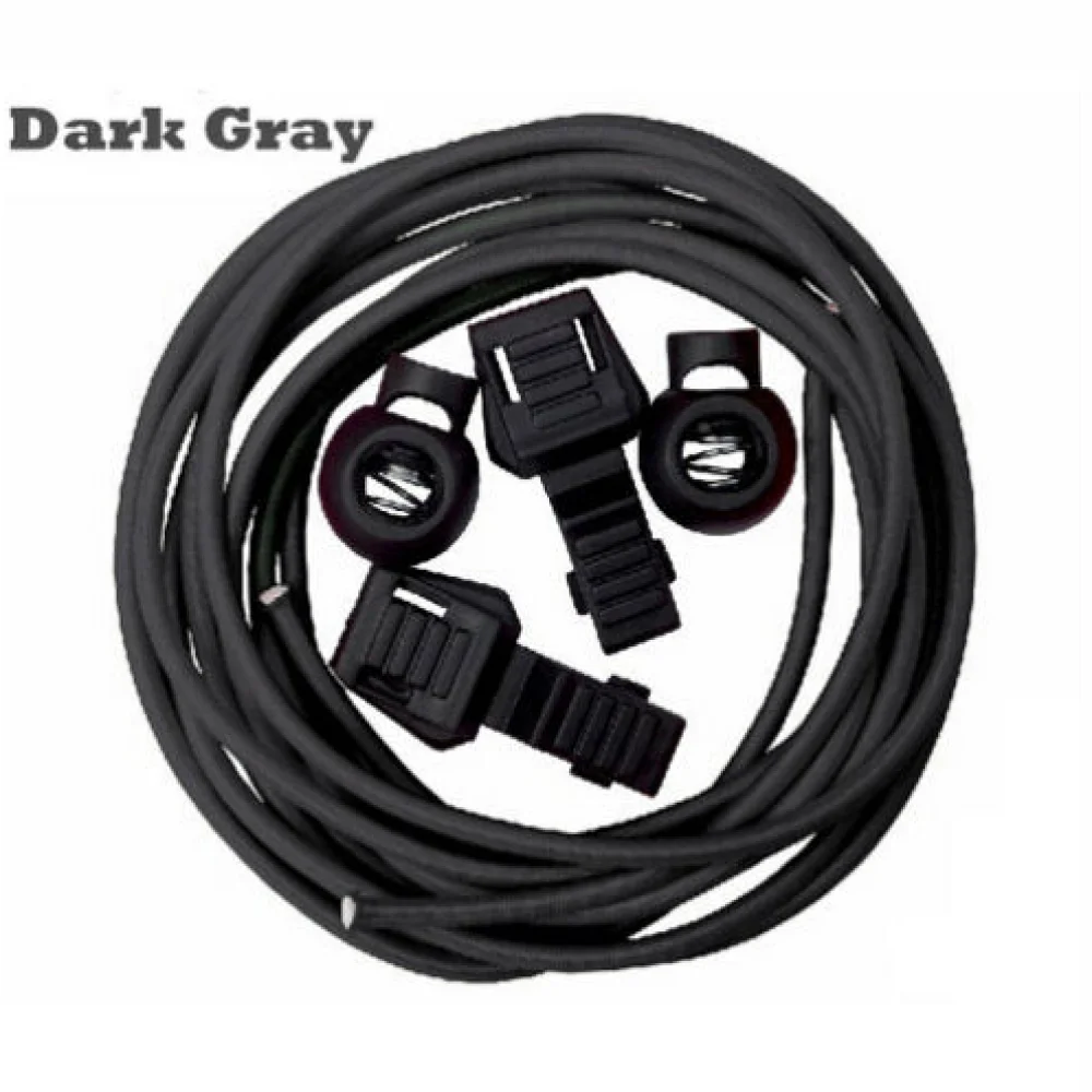dark gray Новинка! 1 пара цветных эластичных спортивных шнурков, шнурки для триатлона, тренировочные шнурки для бега, бега, ленивых шнурков, Новое поступление - Цвет: dark gray