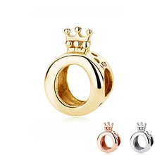 Оригинальные 925 пробы серебряные очаровательные Бусины Корона о-образный талисманы розовое золото Принцесса подходит Pandora бусины очаровательные браслеты для женщин Изготовление ювелирных изделий