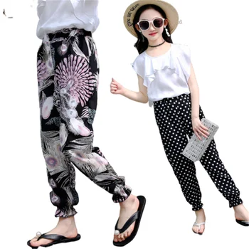 

Summer Cool for Girl Pants children's Animal Print Loose Big Girl Leggings Children Trousers girl Beach trousers For 5 -adult