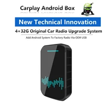 Carplay universal sem fio com android auto 4 + 32g espelho caixa de ligação android 9.0 plug and play, caixa de rádio do carro automático